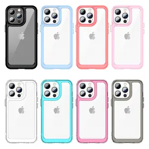 Shockproof Acrylic PC Gel Mobile Phone Case For iPhone 15 Pro, Crystal TPU PC Bumper Phone Cover For iPhone 15