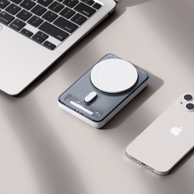 10000mAh 20W LED Display Transparent Front Shell Magnetic Wireless Charging Power Bank WT-C17H