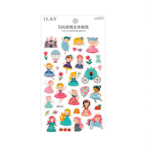 Adesivi 3D in Schiuma EVA ILAN, Tema Principesse, Patch Decorative per Lavoretti Bambini - Product Image 2