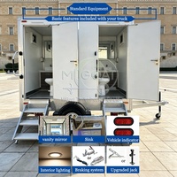 Offerta Speciale: Rimorchio Bagno Mobile a 2 Postazioni con Asse Singolo, WC Portatile con Urinale e Lavandino per Eventi all'Aperto e Cantieri Edili