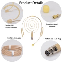 Microphone double oreille haut de gamme à fixation sur la tête - Léger, mini prise XLR TA4F 4 broches compatible avec le système sans fil Shure