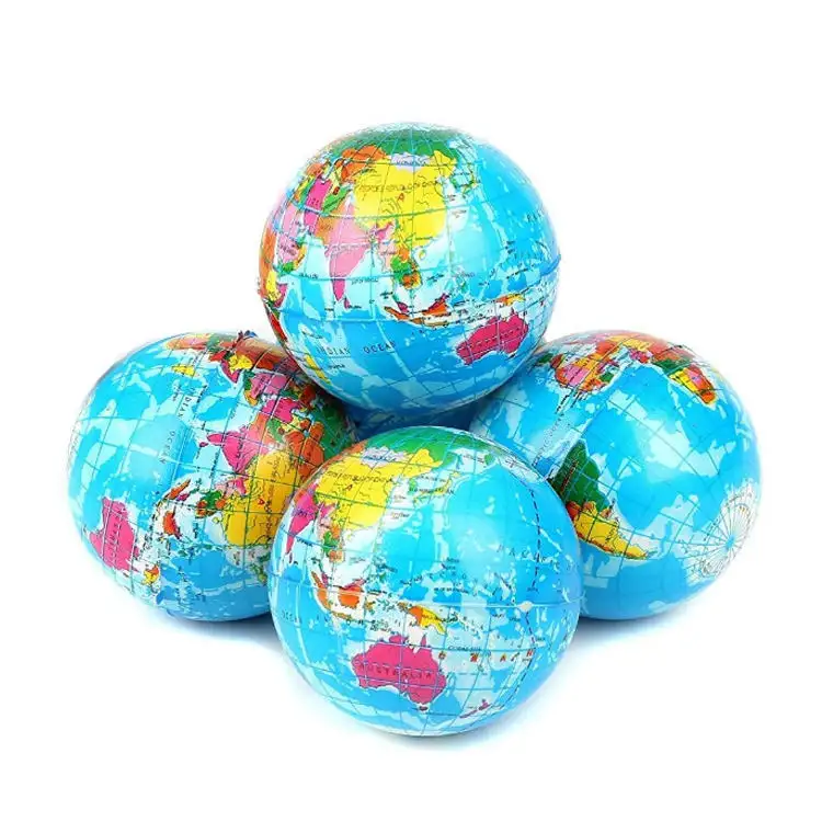 2023 Pacote De 12 Stress Relief Mini Educacional Squeeze Earth Ball Globe 6CM pu anti-stress ball fidget brinquedo para crianças Adultos