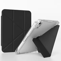 Étui en cuir PU pliable en Y pour tablette iPad Pro 11 pouces M5 2025 6e génération, couverture arrière transparente en acrylique avec porte-crayon