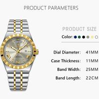 POEDAGAR 675 Montre-bracelet de luxe originale à quartz pour homme, étanche, lumineuse, en acier inoxydable, avec calendrier