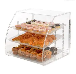 Bancador de plástico acrílico para bancada, caixa de vidro personalizada para bancada, donuts, pastelaria