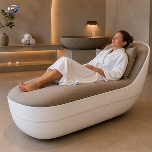 Chaise longue d'extérieur moderne en fibre de verre, rembourrée, pour bord de piscine, avec coussin - Product Image 3