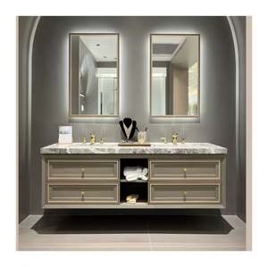 Mueble de Baño de Pared con Doble Lavabo, Estilo Americano de Lujo Ligero, Serie Gris de Alta Gama - Product Image 1