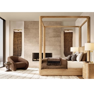 Cama Doble Elevada de Madera Maciza Estilo Rústico Americano para Dormitorio Principal, Hotel o Villa, Personalizable - Product Image 1