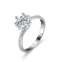 Bague ajustable pour femme, moissanite couleur D 1 carat, motif flocon de neige, classique à six griffes, plaqué platine, bague tendance, certificat GRA.