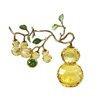 Ornement de luxe en cristal de Chine fait main en forme de grande gourde, attire la richesse, la chance et la paix ; Décoration intérieure pour armoires à vin et entrées.