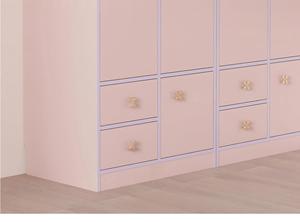 Armoire rose sur mesure avec <span class=keywords><strong>lit</strong></span> intégré, design <span class=keywords><strong>de</strong></span> garde-robe murale avec porte-pantalons télescopique intégré, rangement pour chambre à coucher - Product Image 5