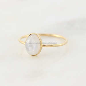 925 Sterling Silver Rainbow Moonstone Gemstone Ring Handmade Indian Gold Plated Vermeil <b>Jewelry</b> - Product Image 1