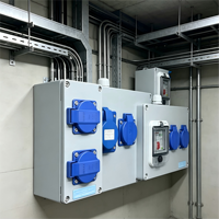 Boîte de distribution d'alimentation industrielle en cuivre ABS étanche IP67, 220V 16A, 5 prises, interrupteur de maintenance portable, utilisation en intérieur