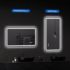 ZEPENG Modern Touch Große Anti-Fog-LED-Badezimmer Wand-Kosmetik spiegel Rechteckige rahmenlose digitale Spiegel 30*18 Zoll - Product Image 5