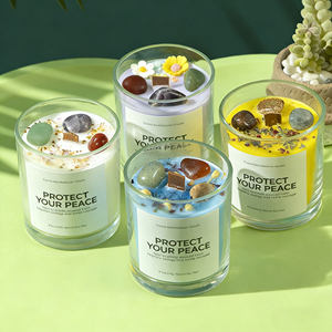 Vela Aromática LANJO de Cera de Soya con Cristales Naturales y Flores Secas, Hecha a Mano, para Halloween, Navidad, Ecológica, para el Hogar - Product Image 1