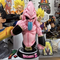 Statue de Majin Buu grandeur nature 1:1 de Dragon Ball Z avec effet énergétique et base LED en résine et fibre de verre