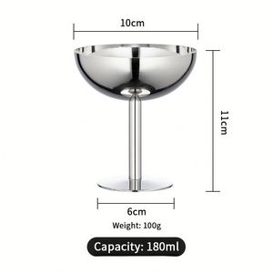 Gobelet haut de gamme en acier inoxydable à motifs, pour crème glacée et vin, avec pied haut – Accessoire essentiel pour bar - Product Image 1