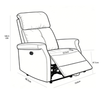 Fauteuil inclinable moderne en cuir véritable avec port de charge USB, design ergonomique, fonctionnalités réglables, garantie de 5 ans - Salon, hôtel