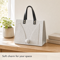 Sac fourre-tout personnalisé en feutre non tissé écologique avec lapin mignon, patch 3D, poignée en PU, sac cadeau réutilisable, logo couleur personnalisé, OEM
