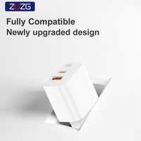 ZUZG Chargeur portable personnalisé PD 35W+QC3.0 à charge rapide, double ports Type-C et USB-A, prise EU, ignifuge, pour écouteurs, ordinateur portable, téléphone portable