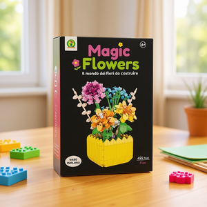 <b>Magic</b> Flowers <b>Mixed</b> Flower Construction Kit 499 Pieces Vase Included 6+ Years - Product Image 1