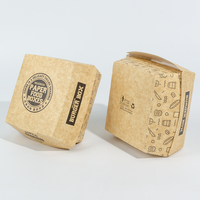 Boîtes à Hamburger Personnalisées en Carton Kraft avec Logo, Revêtement PE Qualité Alimentaire, Étanche, Portable, Recyclable, Écologique pour Cafés, Food Trucks, Sushi