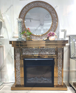 <span class=keywords><strong>Chimenea</strong></span> Eléctrica Contemporánea con Espejo en Oro Rosa y Marco de Diamantes Triturados para Salón - Product Image 5