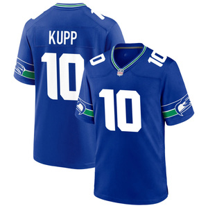 2026 Throwback Blauw Seattle Jersey Custom American Football Shirts Gestikte Geborduurde Jeugd Uniformen Sportkleding met Logo's - Product Image 2