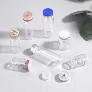 3ml 5ml 10ml 20ml Botella de vial de Farmacia de vidrio vacío transparente ámbar para inyección médica con tapón de goma