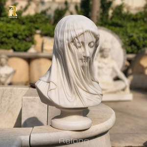 Estatua de Busto de Dama Velada <span class=keywords><strong>en</strong></span> Mármol Clásico Tallada a Mano RELONG para Decoración de Exteriores de Villas - Product Image 2