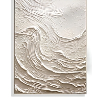 Tableau mural moderne en toile texturée, peinture 3D vague beige encadrée, décoration rectangulaire à suspendre pour hôtels et restaurants