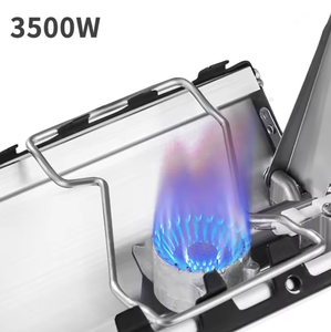 Réchaud de <span class=keywords><strong>camping</strong></span> pliable SOLO WILD Strong Power à <span class=keywords><strong>double</strong></span> brûleur, <span class=keywords><strong>gaz</strong></span> propane/butane, coupe-vent, avec allumage piézoélectrique et plaque de cuisson BBQ - Product Image 2