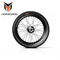 Jeu de roues Surron LBX 17 pouces Sumo avec pneus de route pour moto, comprenant un pneu avant 70/90-17 et un pneu arrière 90/80-17, ensemble de montage.