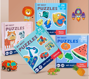 Set di Puzzle 3D in Legno a Due Pezzi con Animali e Mezzi di Trasporto per Bambini - Gioco Educativo per Ragazzi e Ragazze (0-24 mesi) - Product Image 2