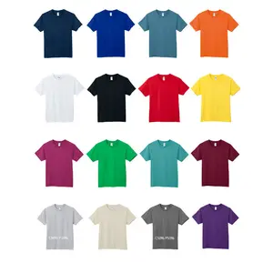 Toptan düzenli Fit 210gsm özel spor giyim özel Logo erkek boş kısa kollu T-shirt abd boyutu Tee
