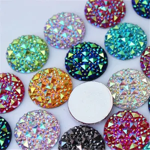 Special Effect Round Shapes AB Gummy Spike resin stones flat Faceted beads sew on flat back acrylic rhinestones