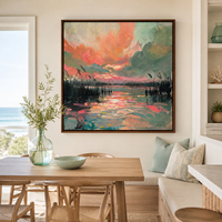 Peinture à l'huile abstraite peinte à la main, paysage de coucher de soleil texturé, art mural sur toile, style contemporain, pour hôtel de luxe, villa