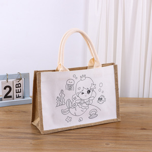 Vải Tote Túi Tự Làm thiết kế riêng của bạn bên ủng hộ Tote Vải làm vách ngăn đay Túi vải cho sơn Craft tái sử dụng <span class=keywords><strong>Mini</strong></span> Tote Túi cho trẻ em - Product Image 2