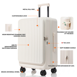 Three-piece <strong>Light</strong> <strong>Weight</strong> Spinner Suitcase Set with Front Quick Access Lid Extra Expansion Capacity <strong>Luggage</strong> Expandable Rolling - Product Image 2