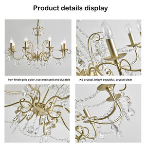 Candelabro de cristal Vintage de cobre clásico Americano de lujo francés para restaurante sala de estar Hotel dormitorio luces colgantes - Product Image 3