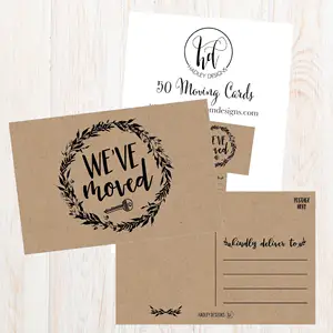 Custom Printing Rustic Kraft Change of New Address Moving Wove Moved Announcement Postcard