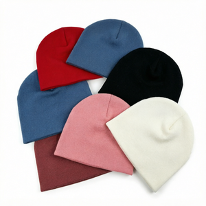Heavyweight Knit <b>Beanie</b> Uncuffed Acrylic Winter Hat Solid Color <b>Skull</b> Cap for Outdoor Travel Daily Wear - Product Image 1