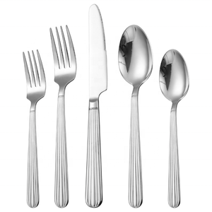 Juego de Cubiertos de Acero Inoxidable de 24 Piezas con Diseño de Rayas, Marca Gold Faqueiro Talheres Casa Home Bestikk Silverware <span class=keywords><strong>Ibiza</strong></span> - Product Image 5