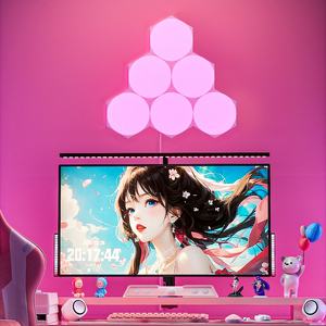 Lampe murale intelligente ultra-fine créative amovible, grande lampe LED hexagonale en nid d'abeille, rythme musical, Wifi, lumière intelligente pour salle de jeu - Product Image 4