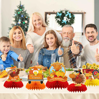 Décorations de table de Thanksgiving pour la récolte d'automne : Centres de table en nid d'abeille, ornements de table en papier en forme de dinde, citrouille, feuille d'érable et camion