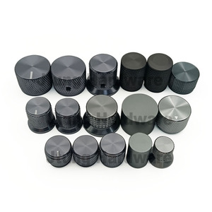 Bouton de commande à molette en aluminium massif argenté, moleté, pour potentiomètre encodeur à axe rond à cannelures - Product Image 2