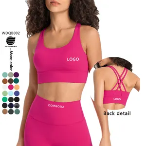 Xsunwing Logo personnalisé Racer dos croisé épaule Gym Fitness Yoga femmes débardeur Fitness entraînement gilet vêtements de sport soutien-gorge WDQ002