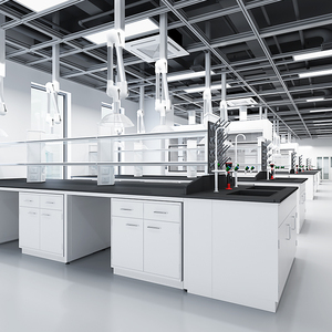 भौतिक प्रयोगशाला फर्नीचर, भौतिकी और रसायन विज्ञान कॉलेज के छात्र ने सिंक और रिएजेंट रैक के साथ टेस्ट बेंच - Product Image 1