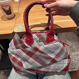 Bolso de Bolos Retro a Cuadros Rojos Vintage 2025, Nuevo Bolso Casual de Hombro Único y <span class=keywords><strong>Bandolera</strong></span> - Product Image 5