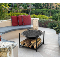 Vente chaude 2 Niveaux Métal Extérieur Bois Brûlant Carré Camping Fire Pit Table Cheminée Intérieure Bois Bûche Titulaire Bois Rack